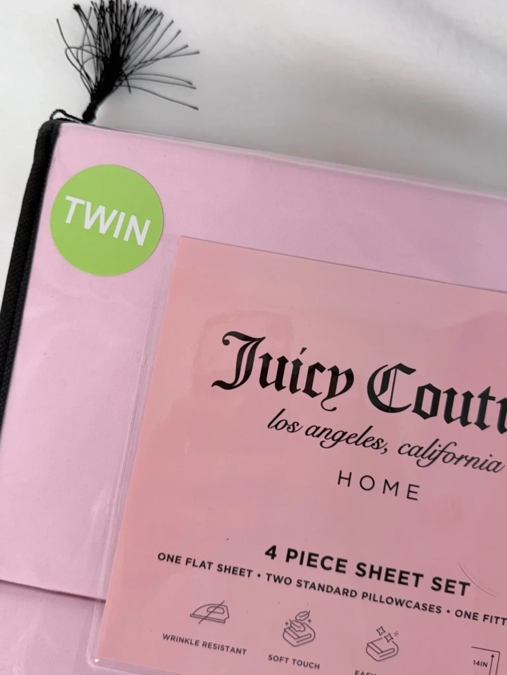 Juicy Couture Twin Pink Sheet Set 4 Piece Bedding Set Soft Dorm Bedding